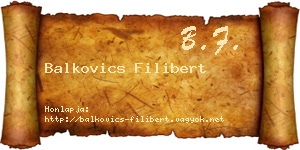 Balkovics Filibert névjegykártya